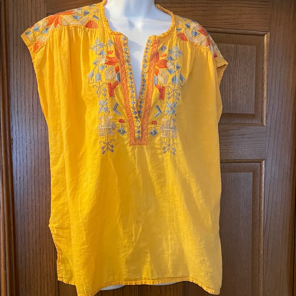 Johnny Was Yellow Embroidered Tunic
